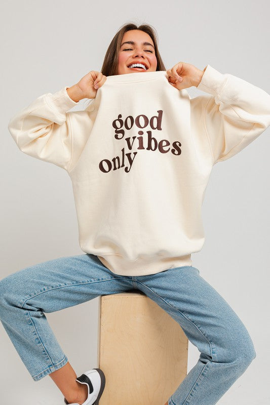 Good Vibes Only Graphic Oversized Sweatshirt // 2 Colors