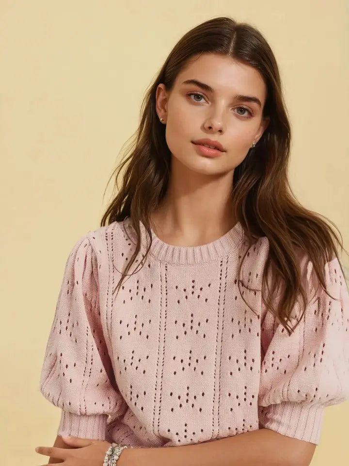 Pink Eyelet Sweater