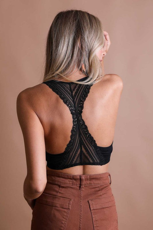 Seamless Front Lace Racerback Bralette // 5 COLORS