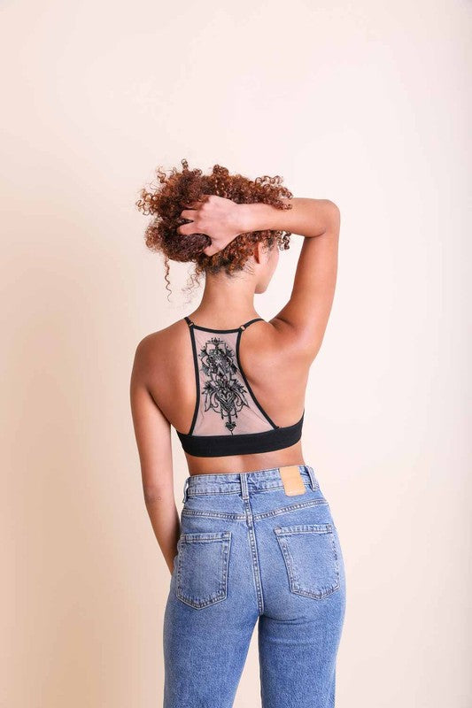 Tattoo Mesh Racerback Bralette // 6 COLORS