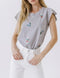 Ladylike Grey Flutter Floral Knit Tee