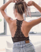 Black Racerback Flower Lace Bralette