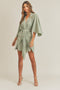 Kyle Front Tie Satin Dress // Sage