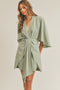 Kyle Front Tie Satin Dress // Sage