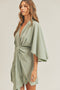 Kyle Front Tie Satin Dress // Sage