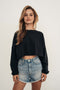 Black // Carolyn Cropped Easy Long Sleeve Tee