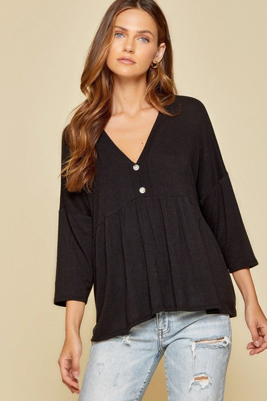 Black // Heather Babydoll Top