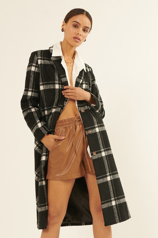 Winston Black Plaid Coat