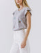 Ladylike Grey Flutter Floral Knit Tee
