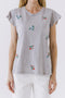 Ladylike Grey Flutter Floral Knit Tee