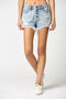 Renegade Sofie Distressed High Rise Exposed Button Shorts