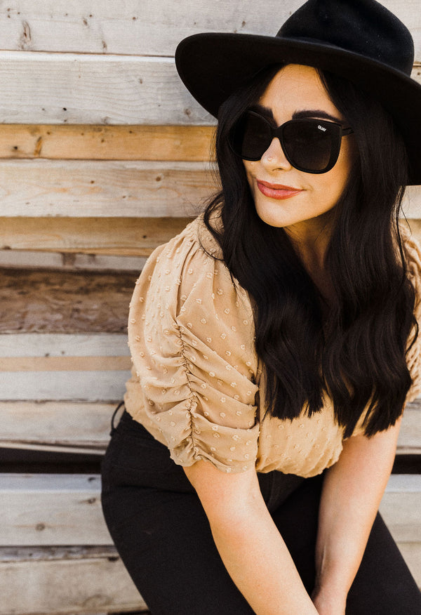 Black || Barry Flat Brim Wool Fedora Hat